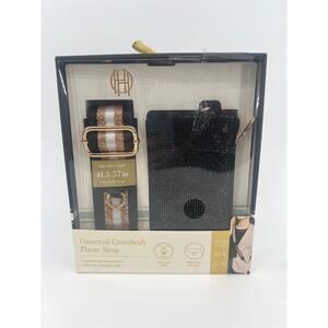 House of Harlow 1960 Universal Crossbody Phone Strap‎ w/ Wallet Black Gold NWT